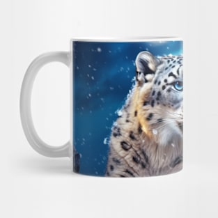 Snow Leopard Animal Wildlife Wilderness Colorful Realistic Illustration Mug